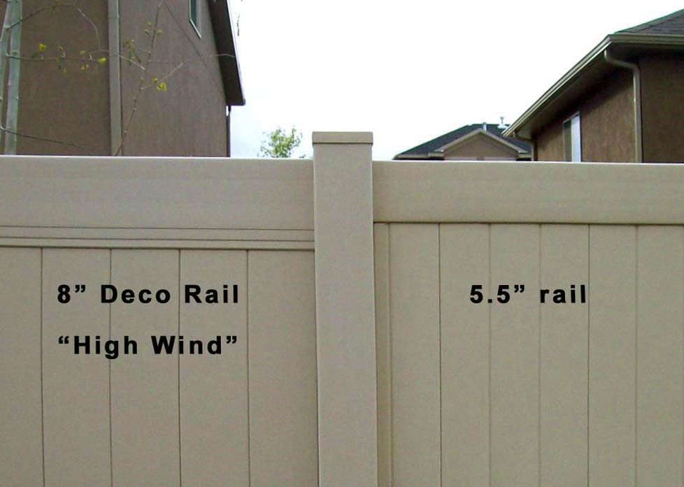 Comparison of 8-Inch Decorative Rail vs. 5.5-Inch Rail on Vinyl Fence